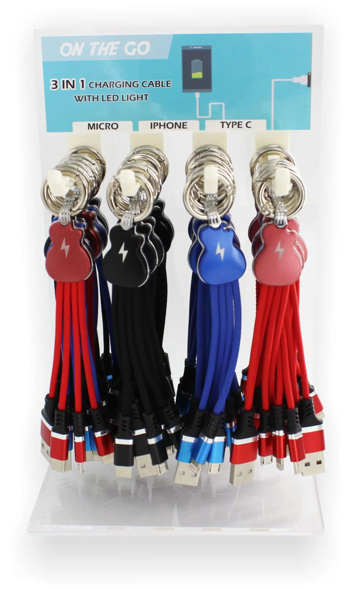 Acc 4 Head Usb With Light Keychain 24 Pcs / Display 1