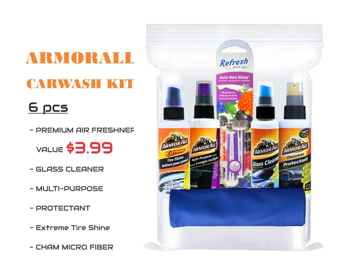 Aa Car Wash 6 Pc Complete Kit (Gls,Tire,Pro,Mp,Cham,Af) 1