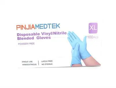 Supp Disp Glvs Pinjia Medtek Vinyl/Nitrile Blend Xl 100/Box 1