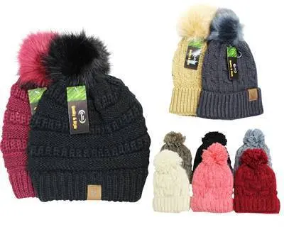 Wntr Toque Knitted With Pom Asst Colours (64-187) 1