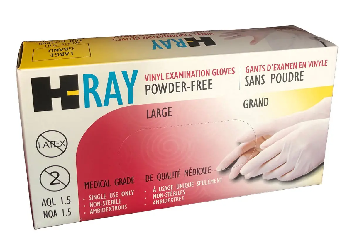 Supp Disp Glvs Hray White Vinyl Lrg Powder Free (100/Bx) 1