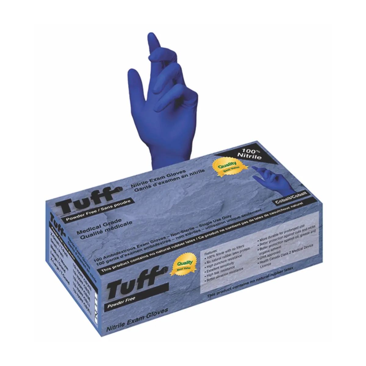 Supp Disp Glvs Tuff Nitrile Cobalt Xl 100/Bx 10/Cs 1