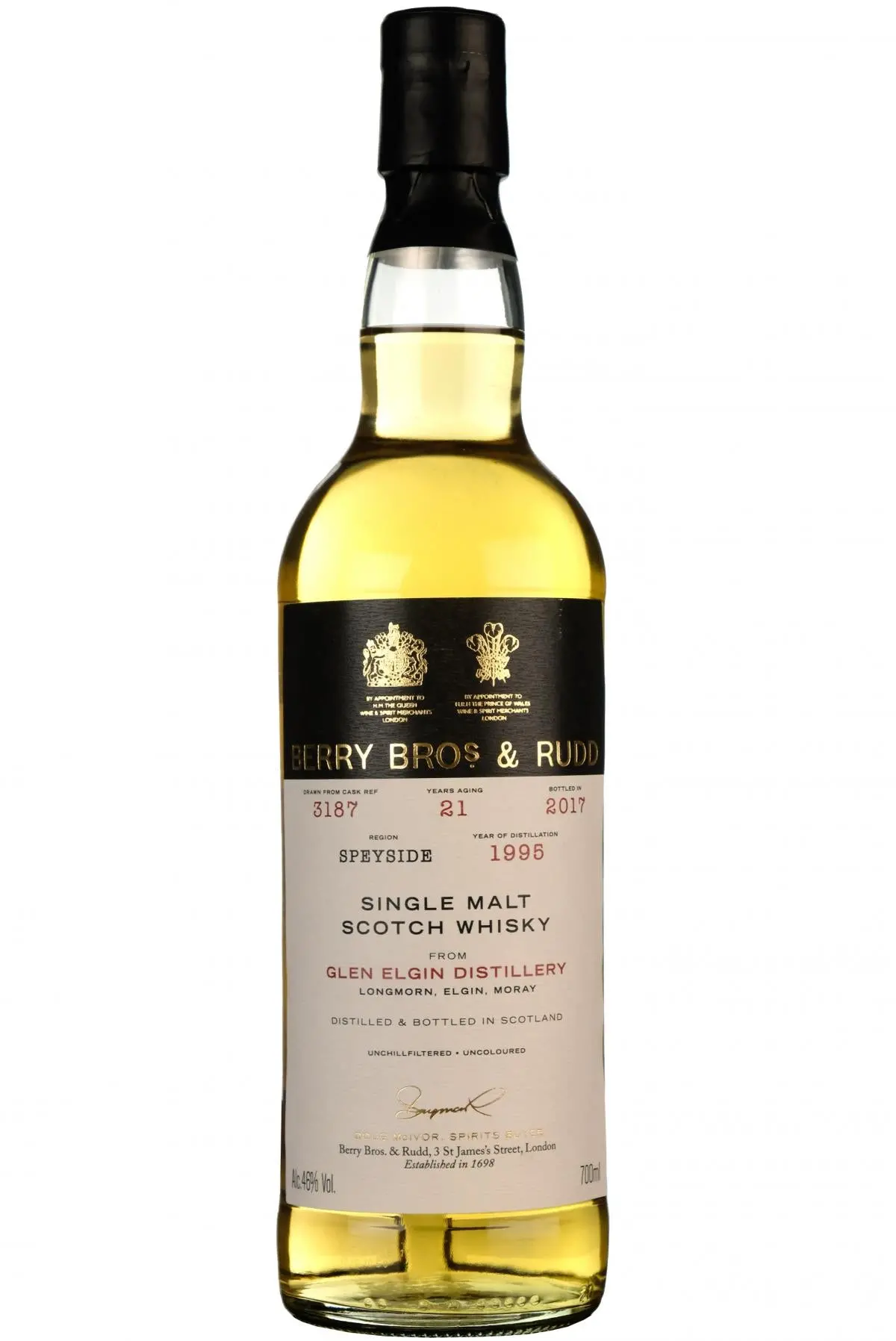 Glen Elgin 1995-2017 | 21 Year Old Berry Bros & Rudd Single Cask 3187 1