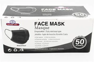 Supp Disp Face Mask Synergy 3Ply Blk 50/Bx (06966) 1