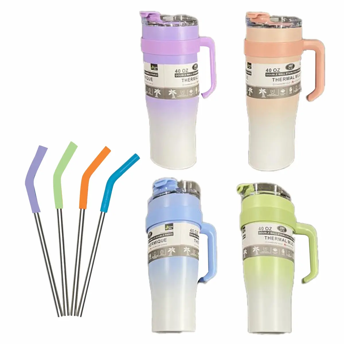 Nov Travel  Mug W/ Metal Straw 40 Oz 28-109 (12) 1