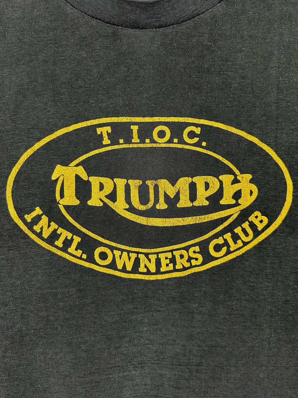 Vintage 80S 1980S Triumph Motorcycles International Owners Club Biker T-Shirt Black Sneakers Label Mens Small S 18.25X25 1