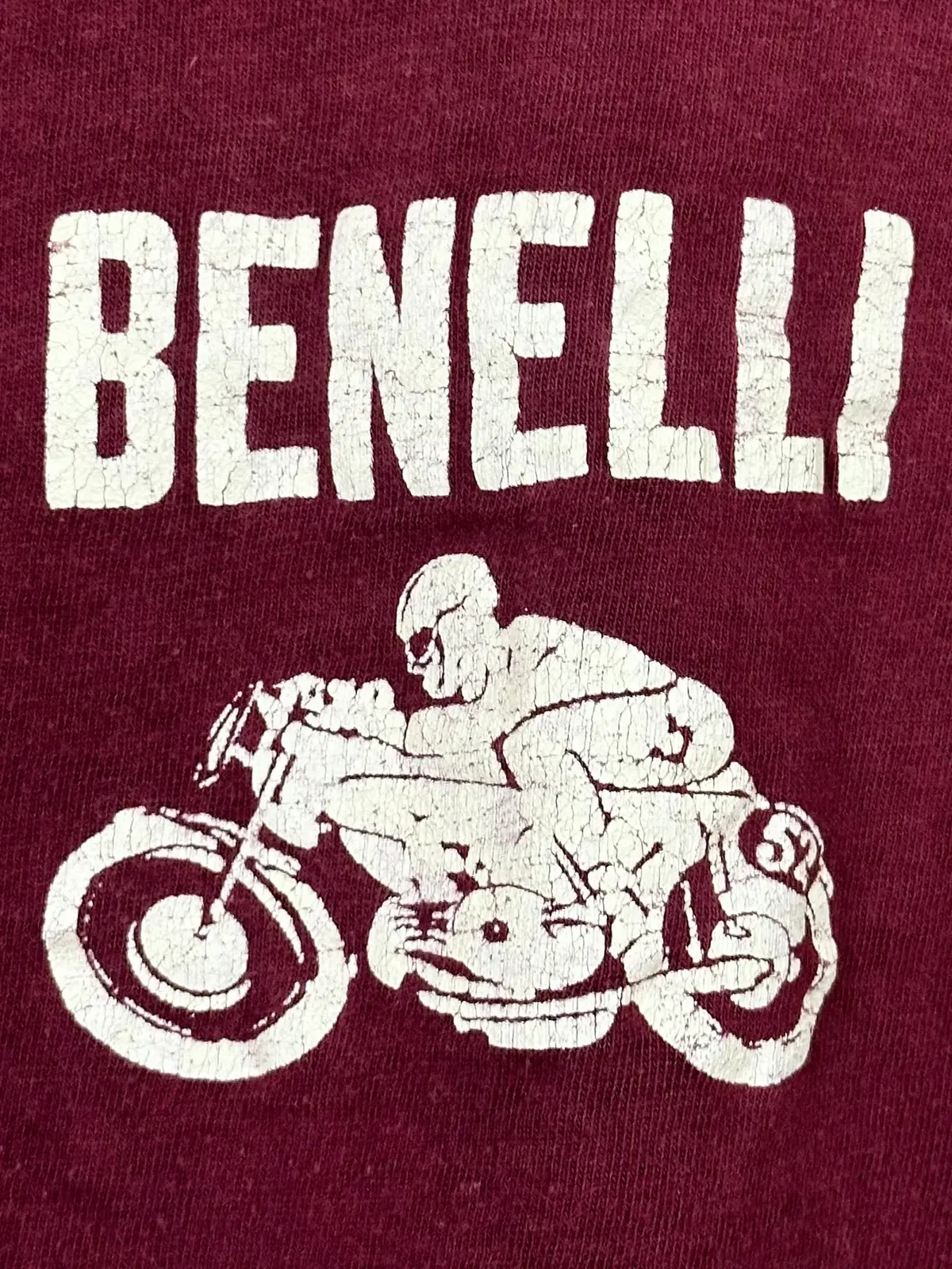 Vintage 50S 1950S Benelli Motorcycles Dealer Promo Pocket T-Shirt Soft Faded Burgundy Red Victoria Products Mens Extra Small Xs 1