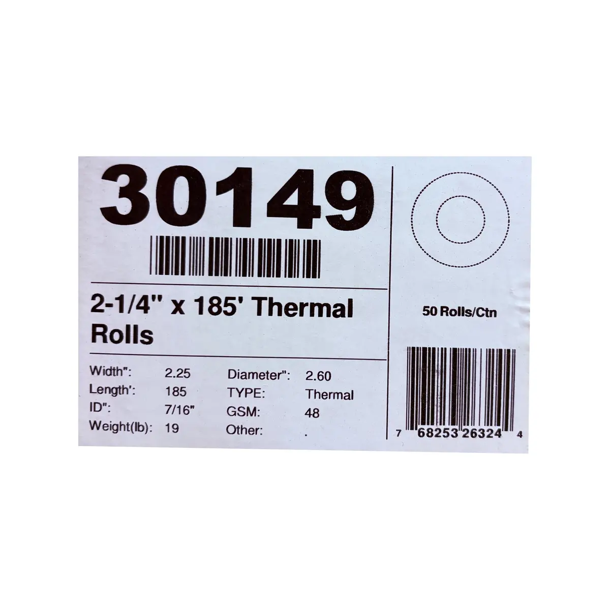 T-Paper 185' X 2-1/4" - 50/Cs 1