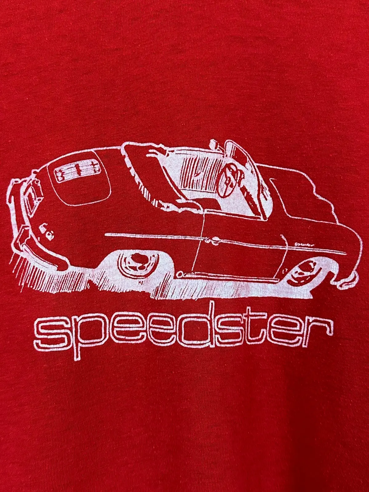Vintage 80S 1980S Porsche 356 Speedster T-Shirt German Car European Automotive Auto Racing Soft Red Stedman Label Mens Xs Extra Small 1