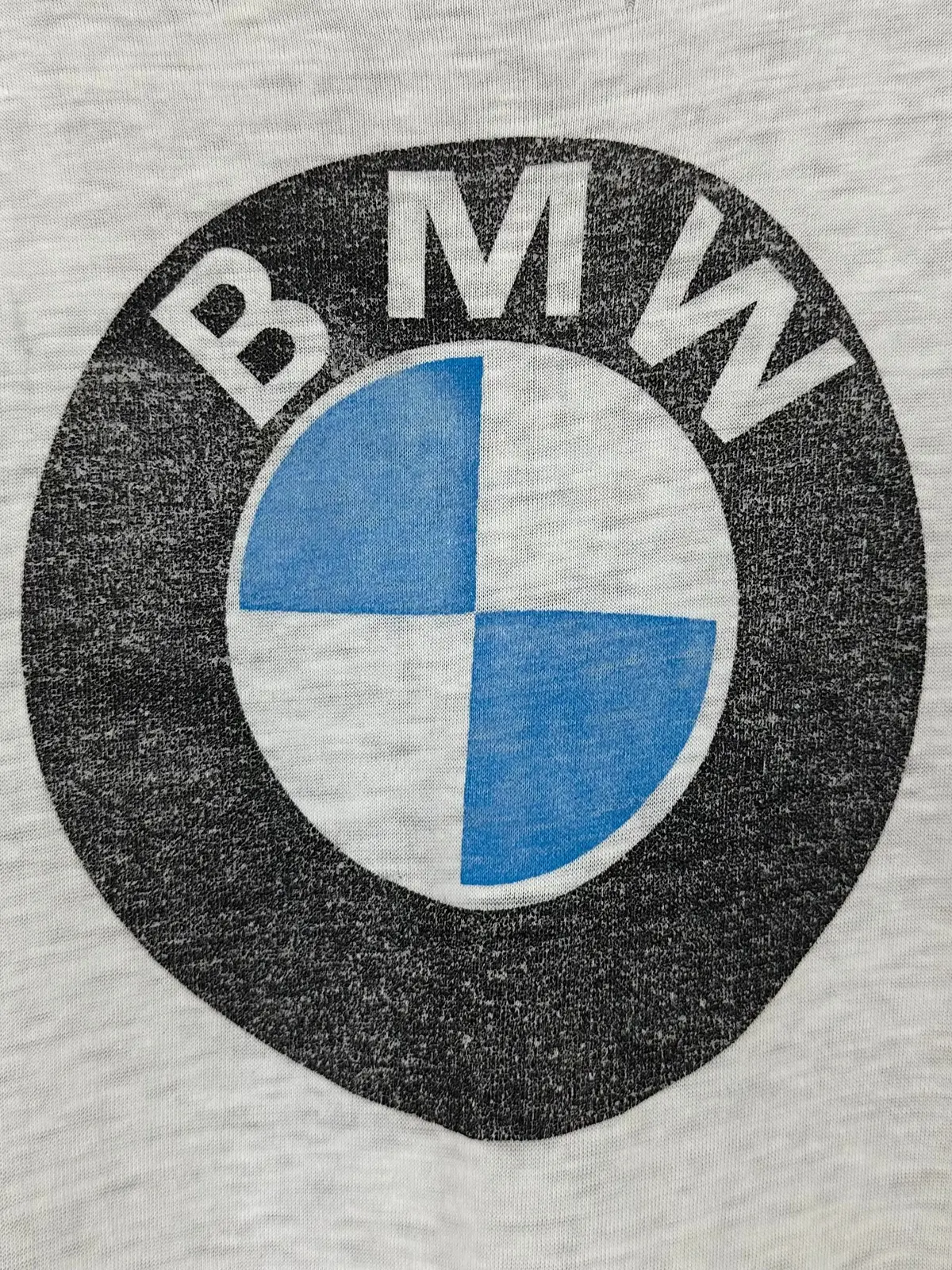 Vintage 70S 1970S Bmw Roundel Logo Ringer T-Shirt Automotive Motorcycle Faded Thrashed Paper Thin Burnout White Mens Large L 20.25W X 27.25” L 1