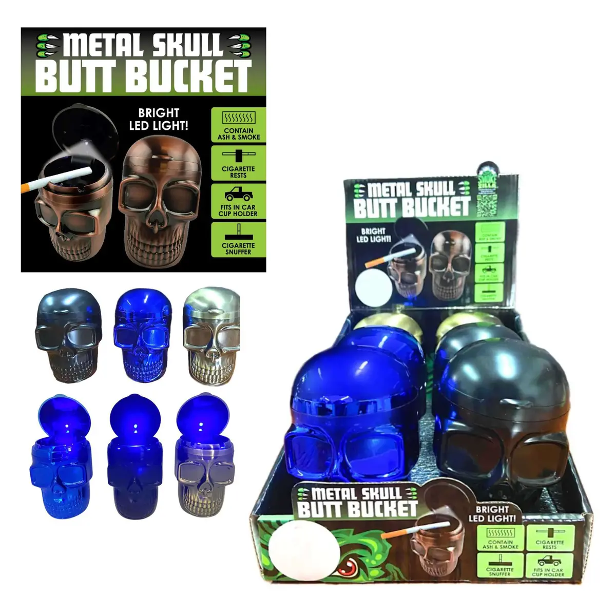 Nov Butt Bucket Metal Skull 6/Disp (023531) 1