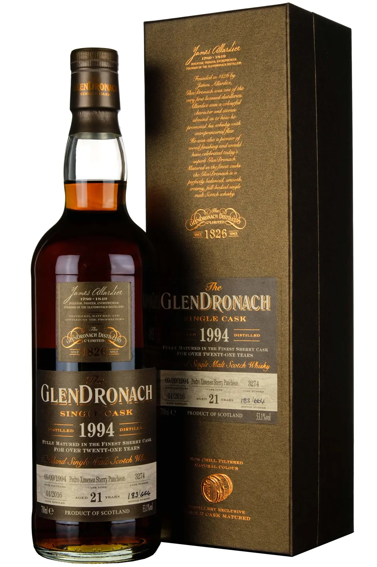 Glendronach 1994-2016 | 21 Year Old Single Cask 3274 Batch 13 1