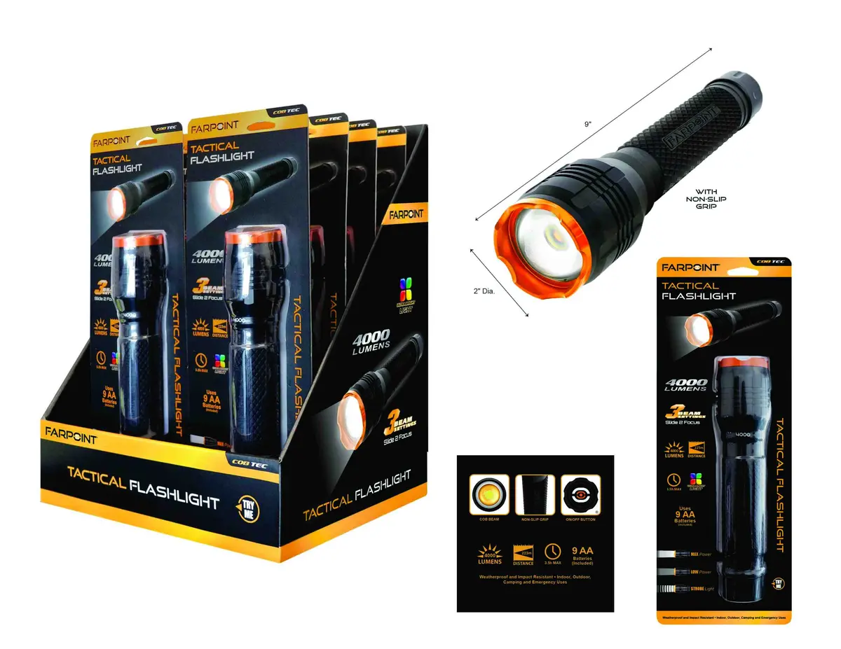Flt 4000Lm Flashlight W/9Aa Alkaline /8Pcs 1