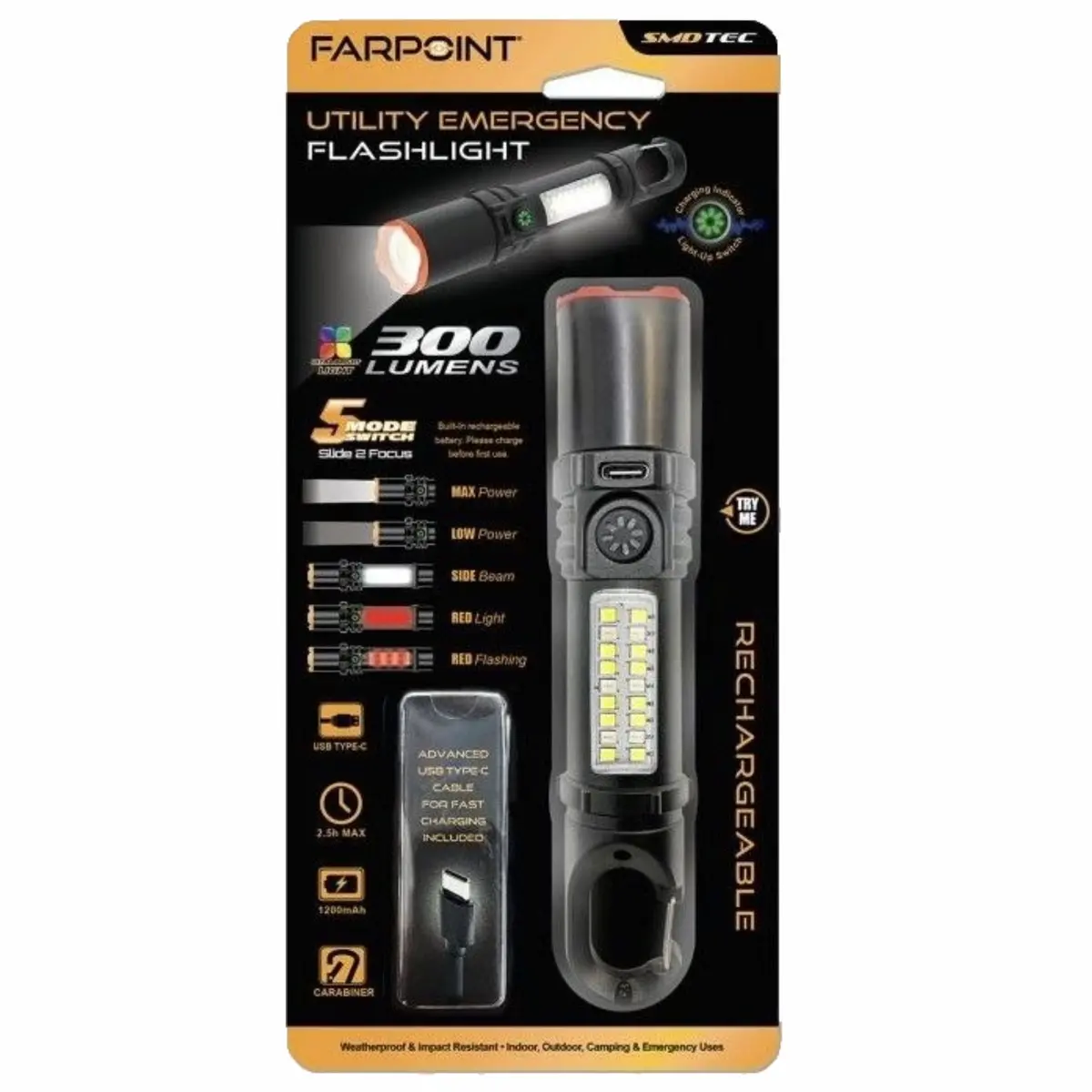 Flt 300Lm Utility Emergency Rechargeable W/ Usb - New 1