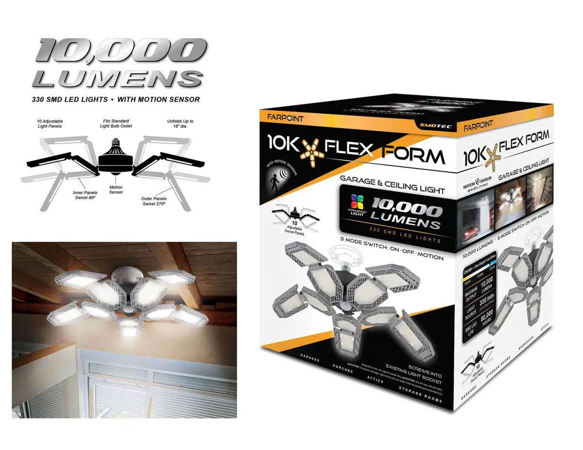 Flt 10000Lm Garage Light W/Motion Sensor 1