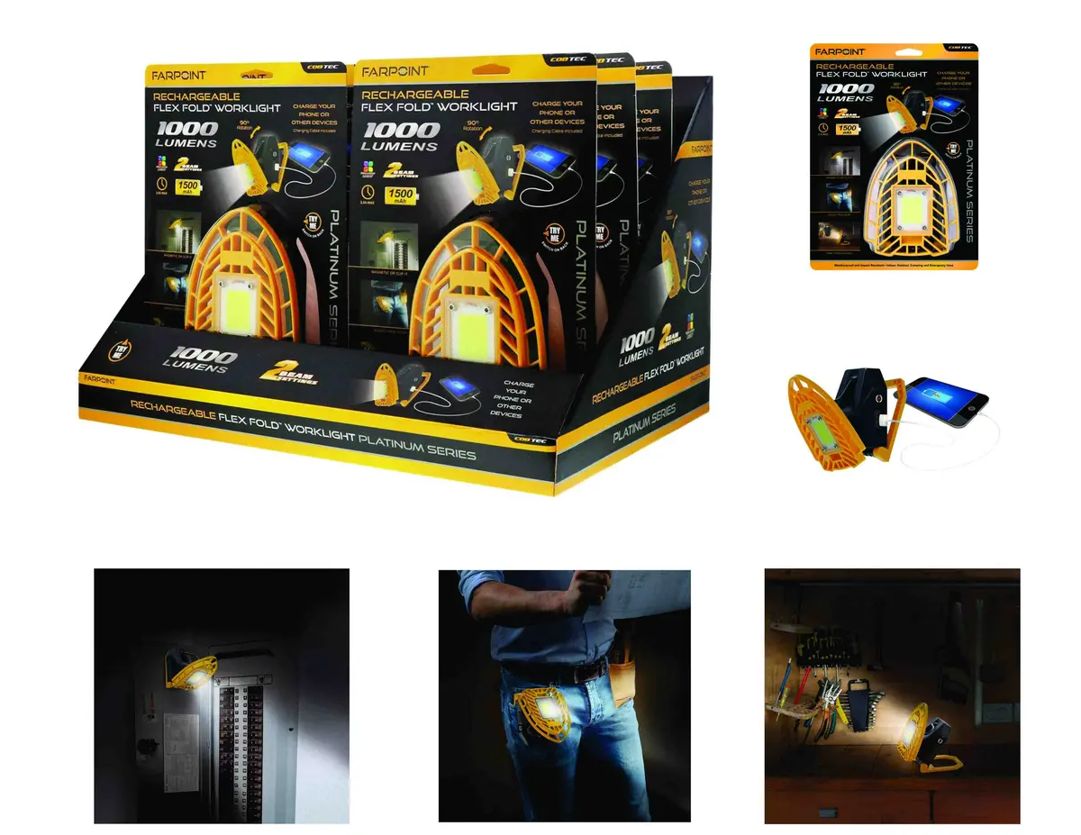 Flt 1000 Lm/Low Cob Rechargable Flexfold Worklight 1