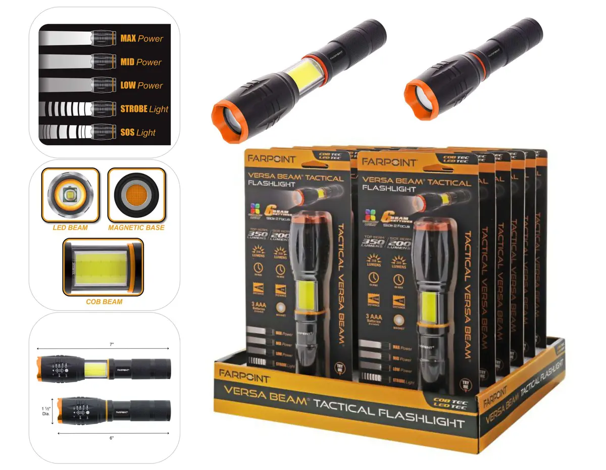 Flt Cob 350Lm F/Light & 200Lm Worklight 12/Disp 1