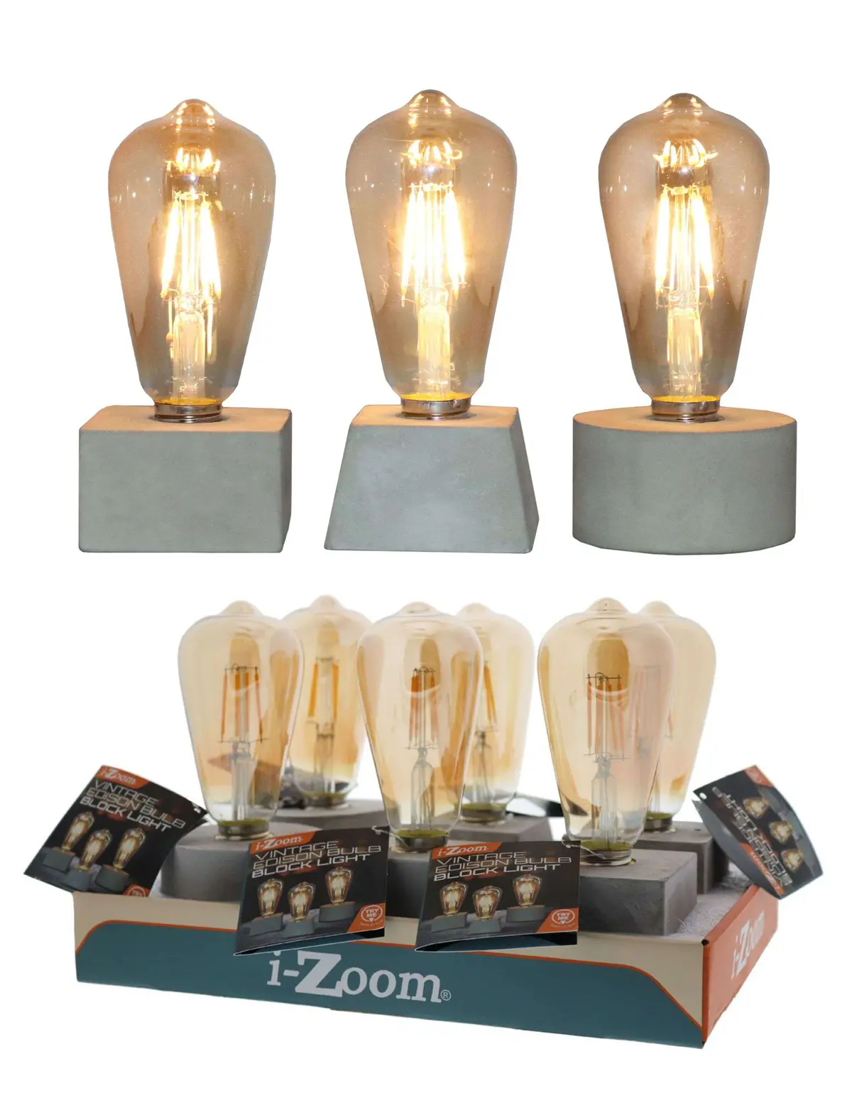 Flt Led Vintage Edison Bulb Block Light W/3Aaa 6/Disp 1