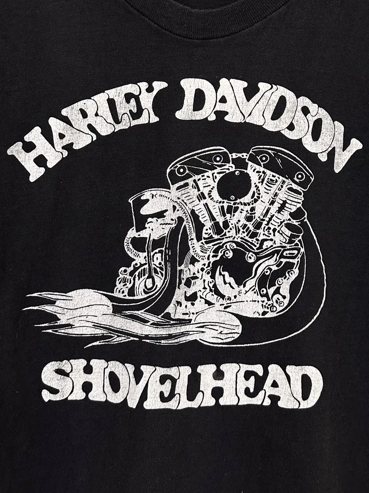 Vintage 70S 1970S Harley Davidson Motorcycles Shovelhead Biker T-Shirt Motor Engine Faded Black Mens Extra Small Xs 1