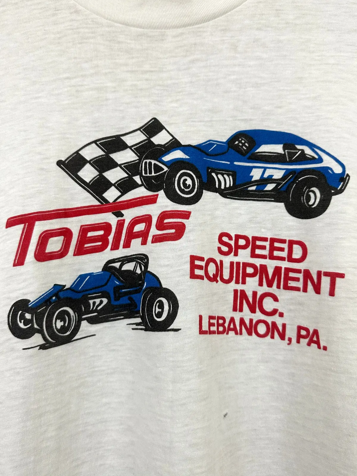 Vintage 70S 1970S Tobias Speed Equipment Inc T-Shirt Lebanon Pennsylvania Auto Racing Speed Shop White Mens Medium M 19X 26.5 1