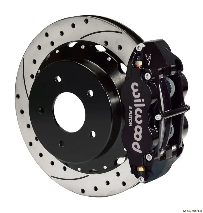 Wilwood - Forged Narrow Superlite 4R Big Brake Rear Slotted & Drilled Disc Brake Kit For Oe Parking Brake (Black Calipers) 1