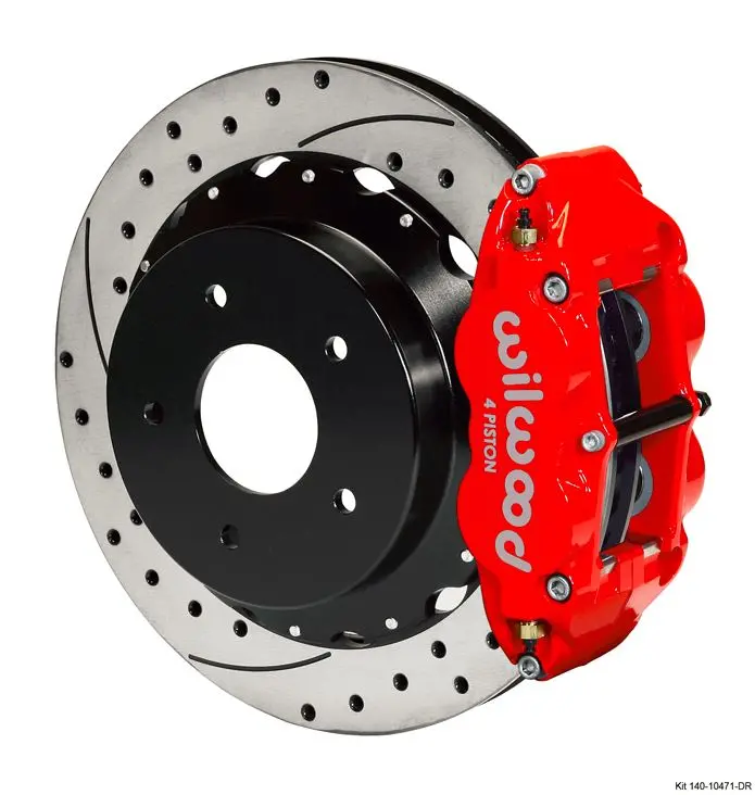 Wilwood - Forged Narrow Superlite 4R Big Brake Rear Slotted & Drilled Disc Brake Kit For Oe Parking Brake (Red Calipers) 1