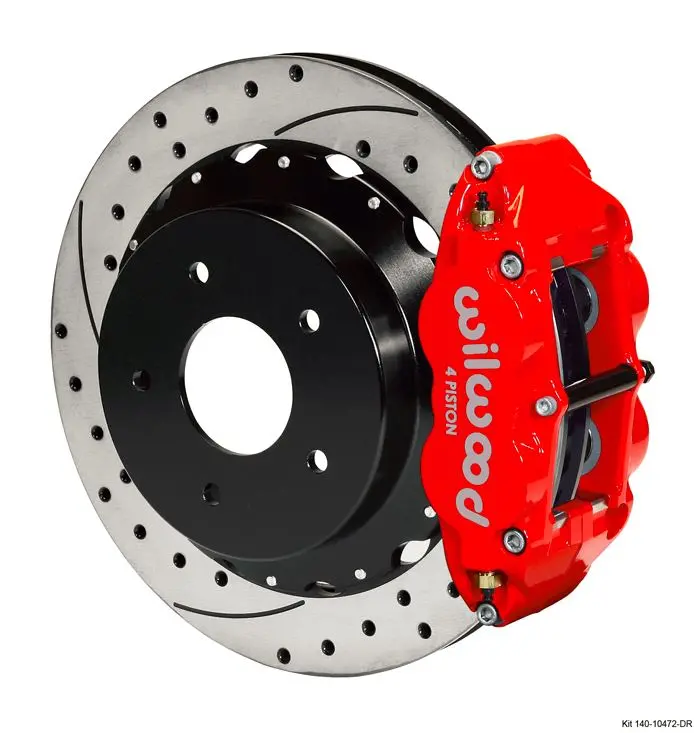 Wilwood - Forged Narrow Superlite 4R Big Brake Rear Slotted & Drilled Disc Brake Kit For Oe Parking Brake (Red Calipers) 1