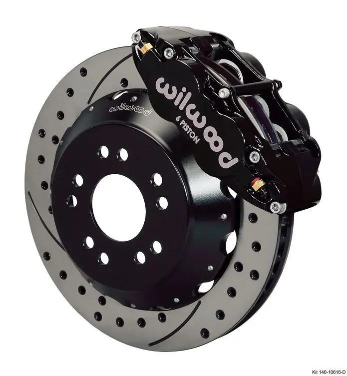 Wilwood - Forged Narrow Superlite 6R Big Brake Front Slotted & Drilled Disc Brake Kit (Hat) (Black Calipers) 1