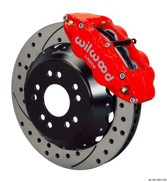 Wilwood - Forged Narrow Superlite 6R Big Brake Front Slotted & Drilled Disc Brake Kit (Hat) (Red Calipers) 1