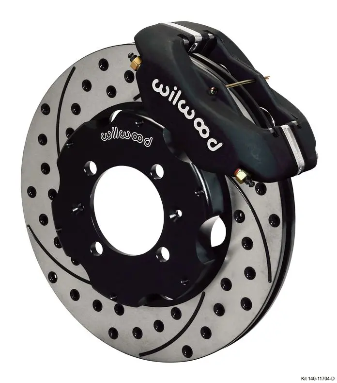 Wilwood - Forged Dynalite Big Brake Front Slotted & Drilled Disc Brake Kit (Hat) (Black Calipers) 1
