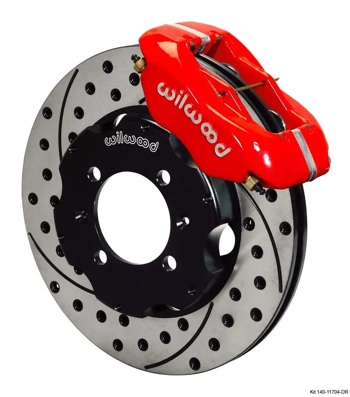 Wilwood - Forged Dynalite Big Brake Front Slotted & Drilled Disc Brake Kit (Hat) (Red Calipers) 1