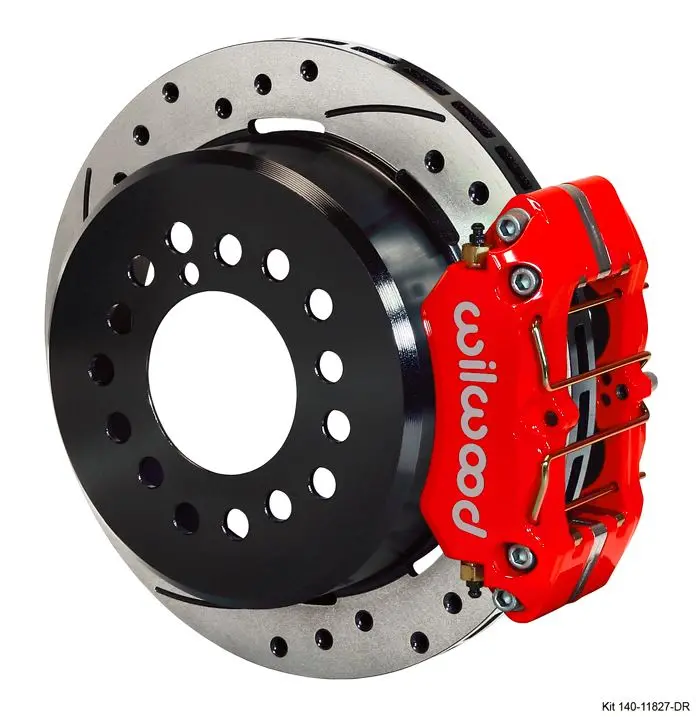 Wilwood - Dynapro Low-Profile Rear Parking Slotted & Drilled Disc Brake Kit (Red Calipers) 1