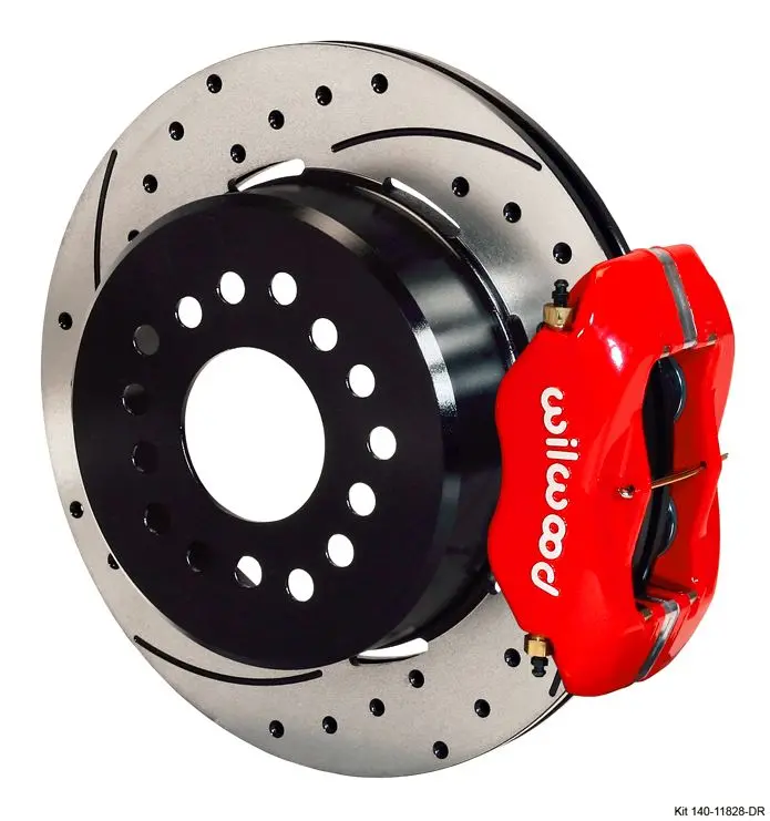 Wilwood - Forged Dynalite Rear Parking Slotted & Drilled Disc Brake Kit (Red Calipers) 1