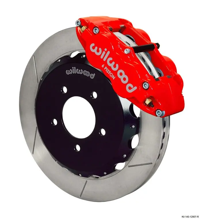 Wilwood - Forged Narrow Superlite 6R Big Brake Slotted Disc Brake Kit (Hat) Red Calipers W/Lines 1