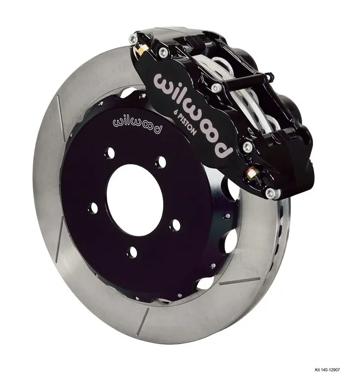 Wilwood - Forged Narrow Superlite 6R Big Brake Front Slotted Disc Brake Kit (Hat) Black Calipers W/Lines 1