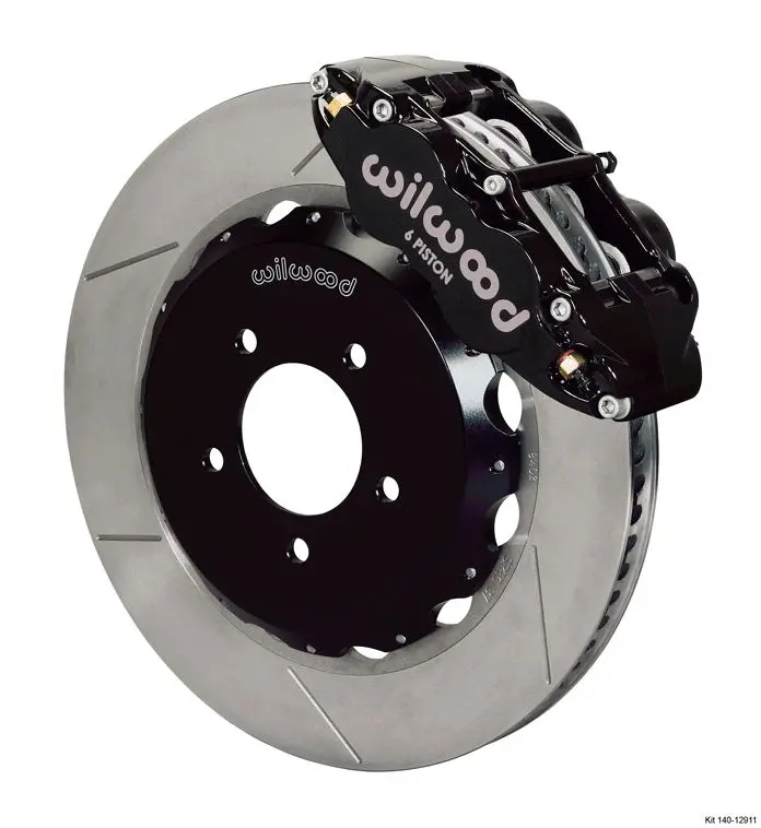 Wilwood - Forged Narrow Superlite 6R Big Brake Front Slotted Disc Brake Kit (Hat) Black Calipers W/Lines 1