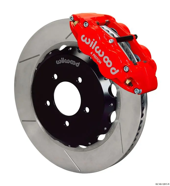 Wilwood - Forged Narrow Superlite 6R Big Brake Front Slotted Disc Brake Kit (Hat) Red Calipers W/Lines 1