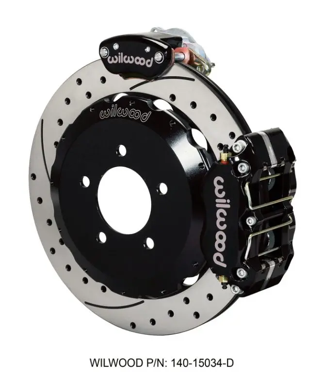 Wilwood - Dynapro Radial-Mc4 Rear Parking Slotted & Drilled Disc Brake Kit (Black Caliper W/Lines & Cables) 1