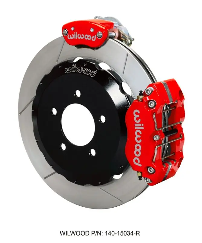 Wilwood - Dynapro Radial-Mc4 Rear Parking Slotted Disc Brake Kit (Red Caliper W/Lines & Cables) 1