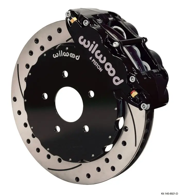 Wilwood - Forged Narrow Superlite 6R Big Brake Front Slotted & Drilled Disc Brake Kit (Hat) Black Calipers 1