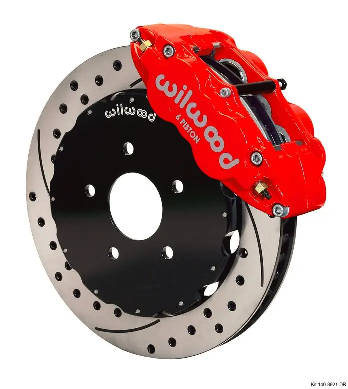 Wilwood - Forged Narrow Superlite 6R Big Brake Front Slotted & Drilled Disc Brake Kit (Hat) Red Calipers 1