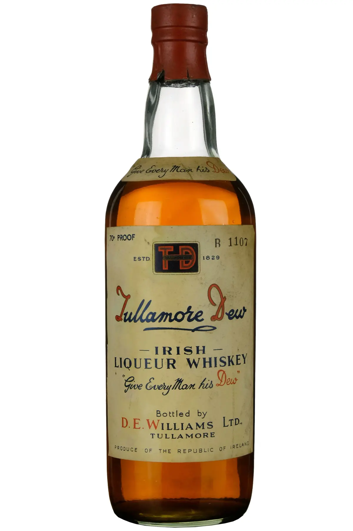 Tullamore Dew Irish Liqueur Whiskey 1950S 1