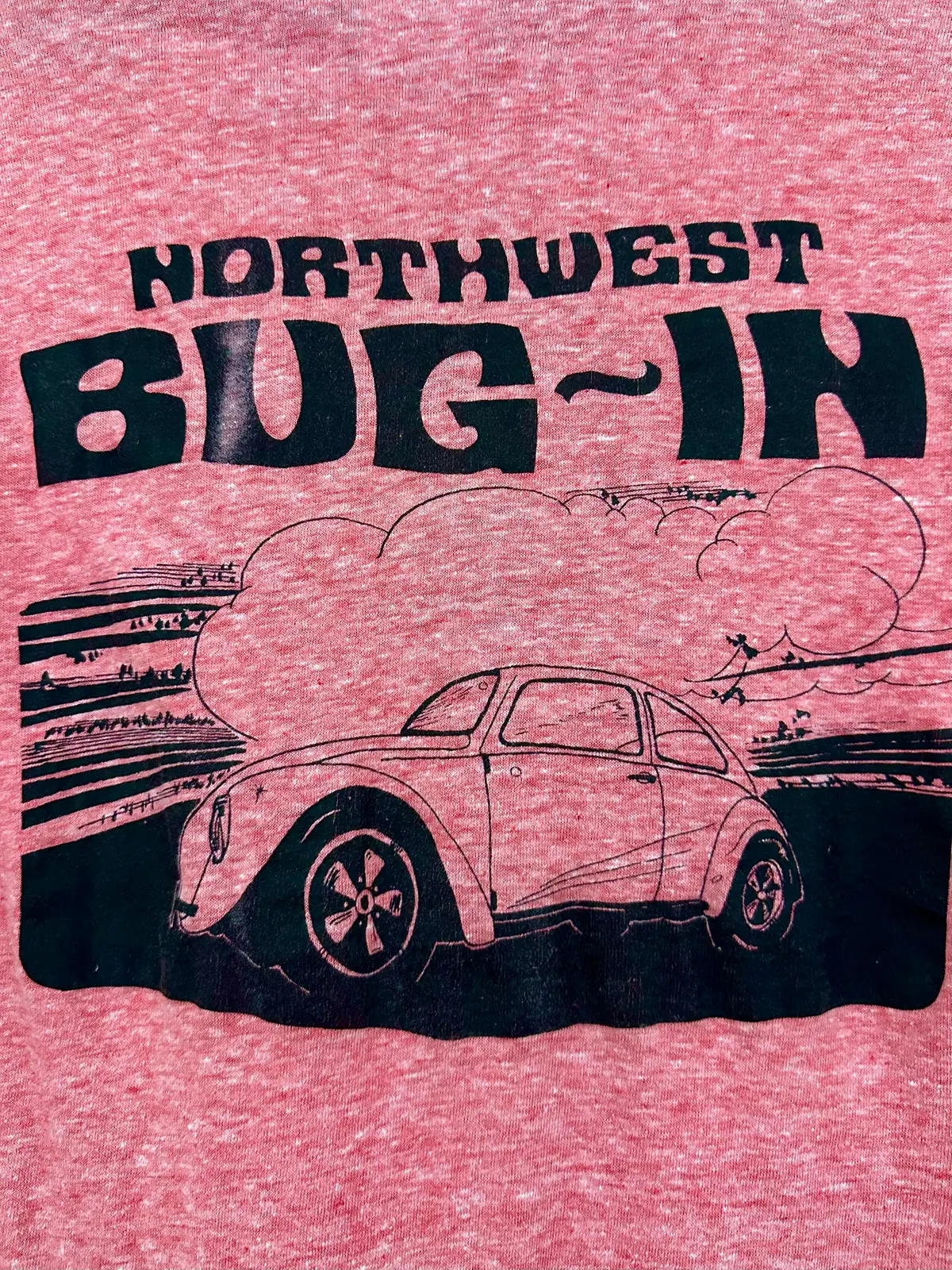 Vintage 80S 1980S Northwest Bug In Volkswagen Vw Beetle Ringer T Shirt Owners Meet Car Show Rally Automotive Auto Faded Heather Red Hanes Mens 1
