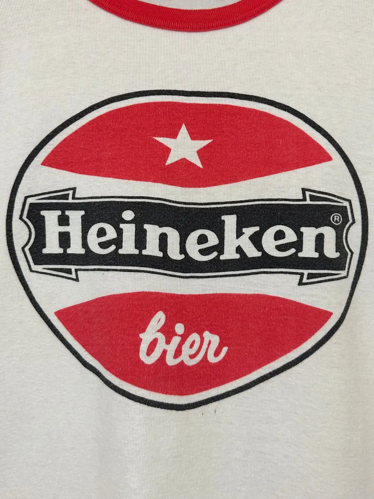 Vintage 70S 1970S Heineken Beer Bier Ringer T-Shirt Dutch Amsterdam Holland Netherlands European Fit White Mens Xs Extra Small 1