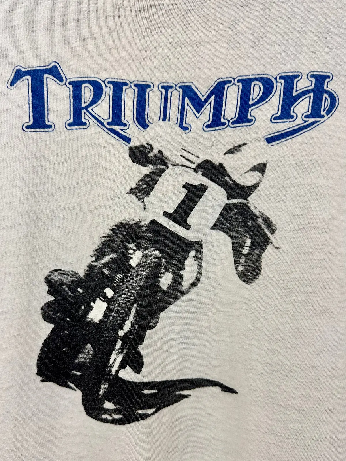 Vintage 70S 1970S Triumph Motorcycles Dealer T-Shirt Wilsons Fresno White Mayo Spruce Label Mens Medium M 19.25X25.5 1