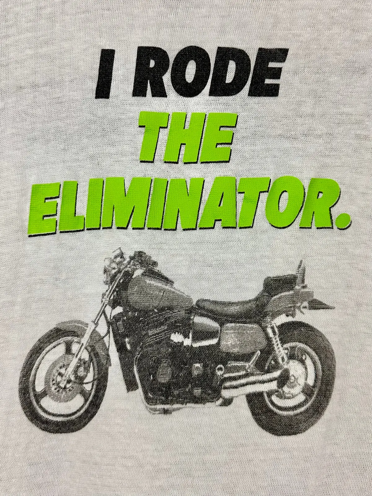 Vintage 80S 1980S 1985 Kawasaki Motorcycles The Eliminator Zn900 Biker T-Shirt “I Rode The Eliminator” White Mens Medium M 20.25X26 1