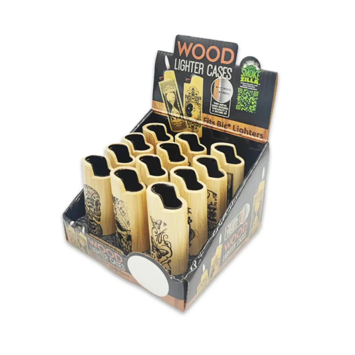 Nov Wood Lighter Case Mix C  (12Pc/Disp) (025137) 1