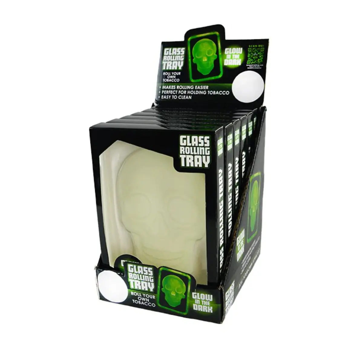 Nov Glow In The Dark Skull Glass Rolling Tray 6Pcs/Disp (22066) - New 1
