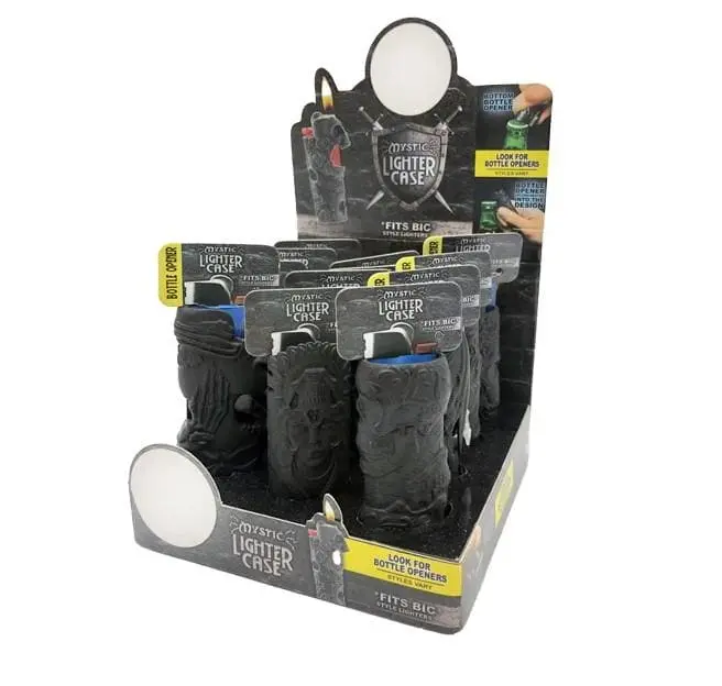 Nov Black Metal Mystic Lighte Case W/ Bottle Opener 12Pcs/Disp (23263) - New 1