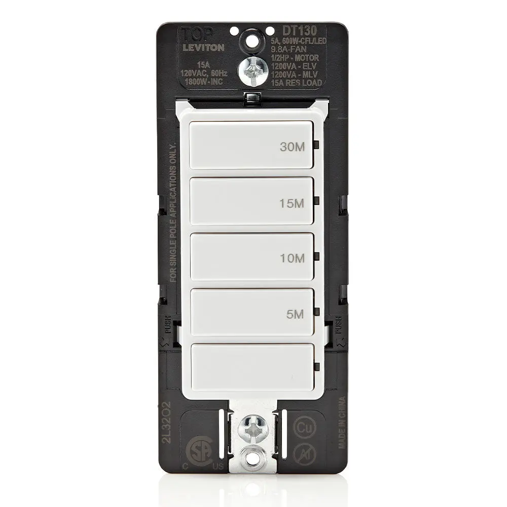 Dt130-1Lw Decora In-Wall 30-Minute Countdown Timer Switch 1